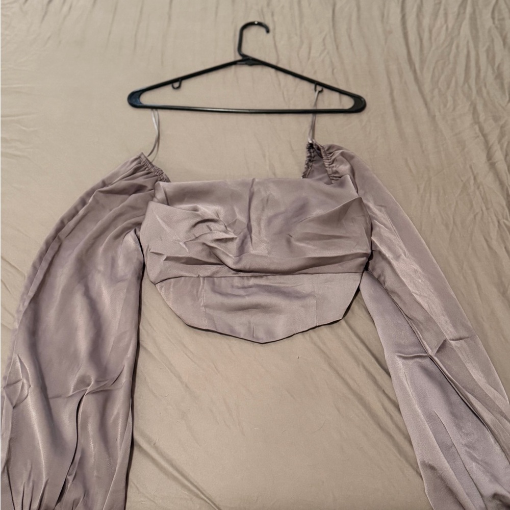 Forever 21 Shimmery Lavender Strapless Crop Top